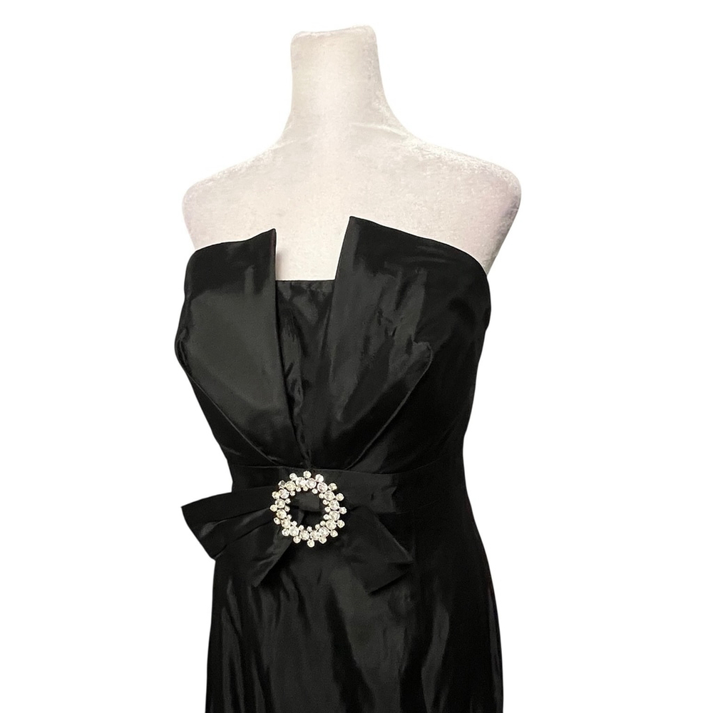 Jovani Black Taffetta Structured Strapless Gown Dress Size 8 - Picture 2 of 8